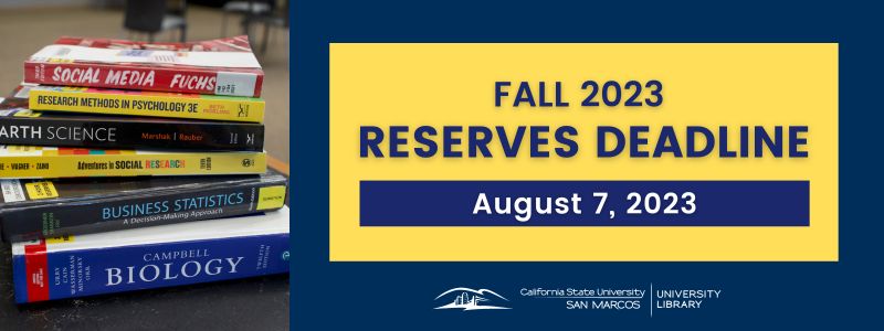 Image for the Spotlight on Library Reserves Fall 2023 Deadline for Faculty