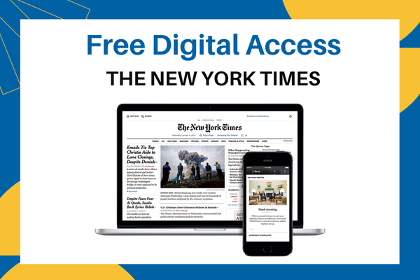 A laptop and mobile phone that promotes free access to the New York Times