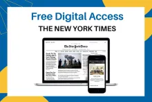 A laptop and mobile phone that promotes free access to the New York Times